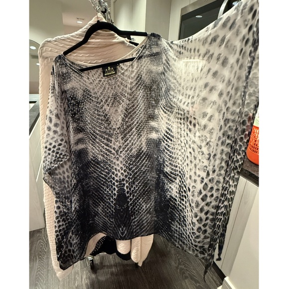 ASA Kaftan - blues/greys/black with crystals - elegant lightweight kaftan O/S - Picture 6 of 12